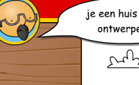 In dit spelletje kan je je eigen huis ontwerpen. Kies een vorm van een huis, en druk op de pijl wanneer je tevreden bent. Kies daarna de vorm van het dak, en druk weer op de pijl wanneer je tevreden bent. Daarna zijn de ramen, deuren en de schoorsteen aan de beurt, en kan je het huis inkleuren. Veel plezier! 
