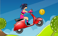 Verzamel al rijdend op je scooter alle dollars die op de weg liggen. Ontwijk obstakels door eroverheen te springen, want als je ze raakt, verkort dit je leven.
