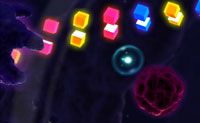 In dit spel is het de bedoeling dat je vijandige chemische stoffen uitschakelt en de gekleurde blokjes opvangt die ze laten vallen. Wanneer je zo'n blokje bij je draagt, ben je beschermd. Plaats de gekleurde blokjes in de ketting om zo series van 3 of meer identieke blokjes te krijgen. Maak de ketting kapot voordat je tijd om is.
