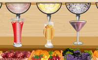 Prepara os sumos que os clientes querem antes que o tempo se esgote. Arrasta os copos para as ta�as de fruta, enche-os e serve-os aos clientes. E n�o te esque�as das palhinhas e chap�us, usa as cores que eles querem.