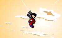 Help Spiderman om via draden verder te komen. Pas op, want je springt snel mis en dan val je.
