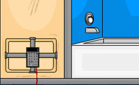 Je komt bij in een badkamer en ziet dat je opgesloten bent. Zoek naar spullen die je gebruiken kunt om te ontsnappen en zorg ervoor dat je dit zo snel mogelijk doet.