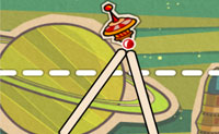 Klik op de stangen om ze weg te halen, maar zorg ervoor dat de satellietschotel boven de lijn blijft. Je mag door naar het volgende level zodra de cirkel boven aan rechts groen is.