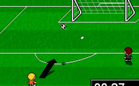 In dit spel moet je proberen, binnen een minuut zo veel doelpunten te scoren als je kunt. Maar let op, het is niet zo makkelijk als het klinkt, want om een doelpunt te scoren, moet je de rode balk in het doel raken. Mik dus goed en doseer je kracht voorzichtig. Succes!