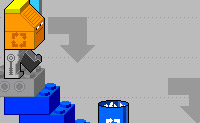 In dit spel moet je zorgen dat een grote vuilnisbak alle kleine vuilnisbakken opeet. Zorg dat hij overal bij kan door de Legostenen te verplaatsen.