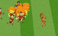 Kijk nou eens! Er rent een oranje meisje over het voetbalveld! Zorg ervoor dat de boze voetbalfans haar niet te pakken krijgen en blijf ze zo lang je kunt ontwijken. Succes!