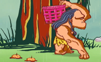 Prehistorische Hugh is een fruitwinkel begonnen. Vang het fruit dat Hugh nodig heeft in een mand op. Links boven in de hoek kun je zien hoeveel fruit je moet vangen om door te mogen naar het volgende level.