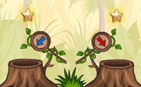 Zorg dat deze rode bal landt in de holle boomstronk, zodat je doorgaat naar het volgende level. Plaats boomstammen onder de openingen, zodat de bal niet in de afgrond valt. Let op: de boomstammen verdwijnen na 2 seconden, dus plaats ze niet te vroeg!