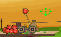 Deze papegaaien zitten op een hoogspanningsmast te wachten tot jij ze een appeltje voert! De kar met appels staat beneden, en jij moet de appels precies zo schieten dat ze naast de vogels terechtkomen, en niet bovenop hun hoofd!