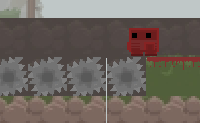 Welkom in het spelletje 'Meat Boy'! Help Meat Boy om het roze poppetje, 'Bandaid Girl' genaamd, te bereiken. Hij laat wel een spoor van bloed achter, overal waar hij heeft gelopen of gesprongen...