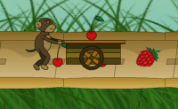 No topo do ecr� v�s uma garra. Usa-a para agarrar tantos frutos quanto poss�vel e, se poss�vel, p�e a fruta nos carrinhos do macaco.
