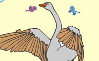 Dit is een leuk plaatje van een gans. Kleur jij deze vogel mooi in?