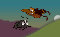 Dit spel is echt lachen. Je bent een zwerver die, in zijn onderkomen op een vuilnisbelt, steeds vreemdere dingen begint te zien. Een muis die een kat opeet, een kakkerlak die je hamburger opeet en vervolgens verandert in een hamburger op pootjes... Je besluit te vluchten want het is daar echt niet meer pluis. In de Simpele spelmodus is het de bedoeling dat je zo snel mogelijk 250 km aflegt. In de Survival-spelmodus moet je zo ver mogelijk zien te komen. Je kunt in deze modus de gedaante van een vijand aannemen wanneer je diens pad kruist. Pak rode pijlen voor supersnelheid, blauwe koffertjes voor gezondheid, rode pijltjes omhoog voor een supersprong, schilden voor bescherming en muntjes om je score te verhogen.