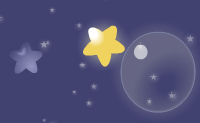 Laat het sterretje stuiteren met behulp van je luchtbel. Als je meer dan ��n ster in ��n keer laat stuiteren, verdien je bonuspunten en extra energie. Er zweven namelijk ook kleinere, lichtere sterretjes in de lucht.