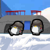 Orso bianco contro pinguini