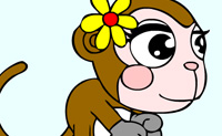 Color the monkey with flower
