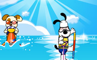 Щенок на водных лыжах